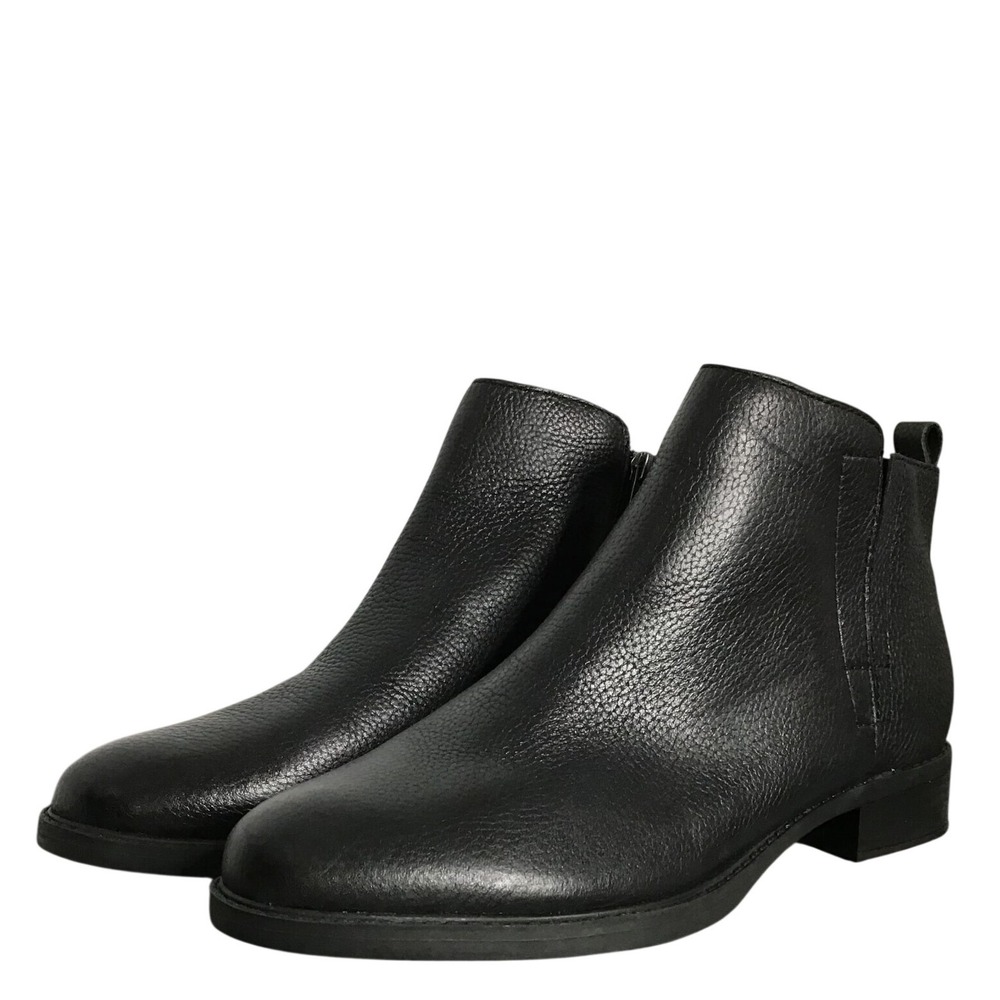 Black Leather Side Zip Ankle Boots Women's Size 12M minimalist witchy gothic - Picture 6 of 10